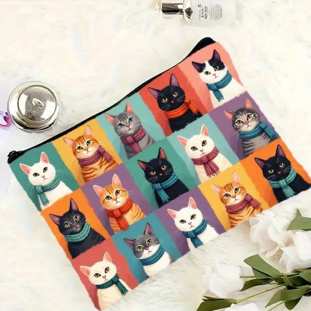 Colorful Cat Pattern Pouch - Picture 4 of 5